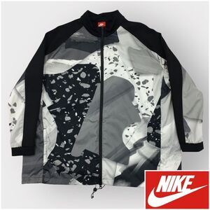 NIKE NSW Montage Full Zip Running Training Jacket Black Grey White Womens Size M